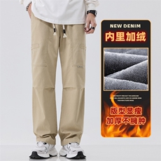男士休闲裤加绒秋冬纯棉美式加厚阔腿工装裤Z9852-P50/加绒P55，男装工装外套，星座509