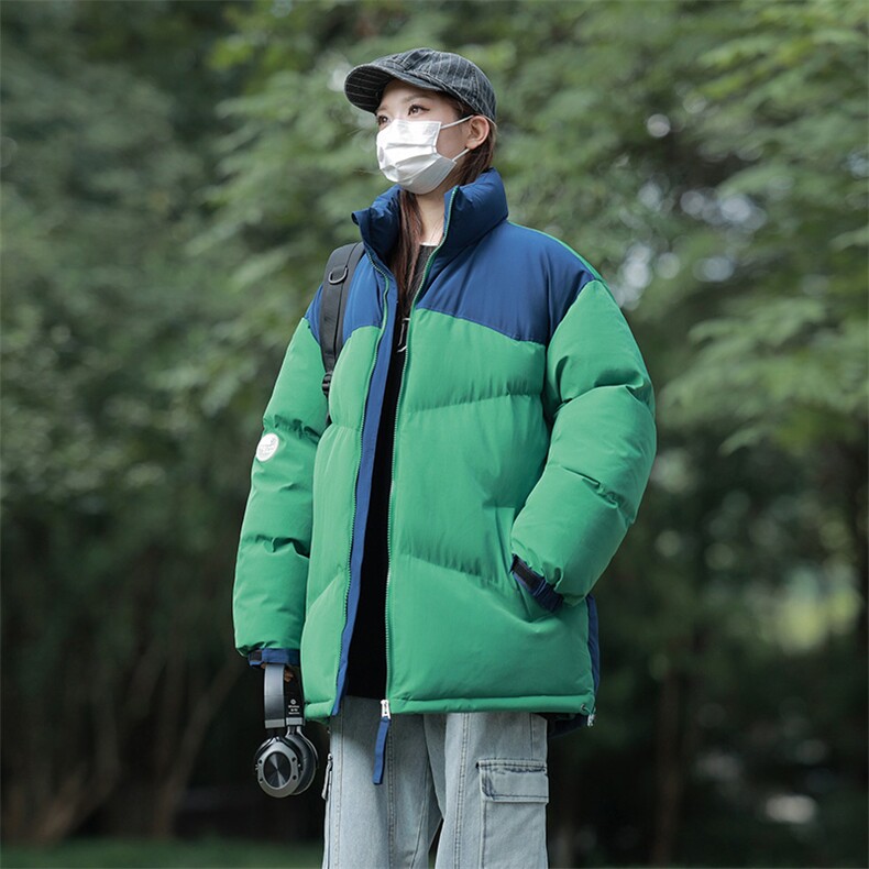 港风潮牌新款拼色立领棉服潮流保暖棉衣M071-P85控118,男装棉衣,星座717