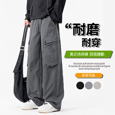 GENIOLAMODE美式机能黑色工装裤子男士秋季新款防水直筒休闲裤子，男装工装外套，星座209-1