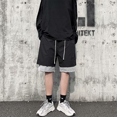 夏季外穿工装短裤韩版宽松潮流假两件五分裤bf潮牌休闲DK019-p22，男装休闲裤，星座1008