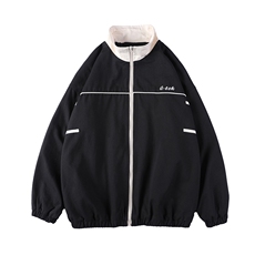 男装类目2021情侣装春装新款字母刺绣夹克同色系外套班服D68-P88，男装夹克，电商A335-1（原A458）