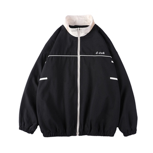男装类目 2021情侣装春装新款字母刺绣夹克同色系外套班服D68-P88图片