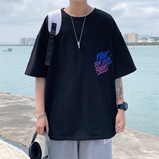 夏款大码纯宽松短袖T恤2023创意印花男女同款1166-P38控价58，男装T恤，电商A441-1