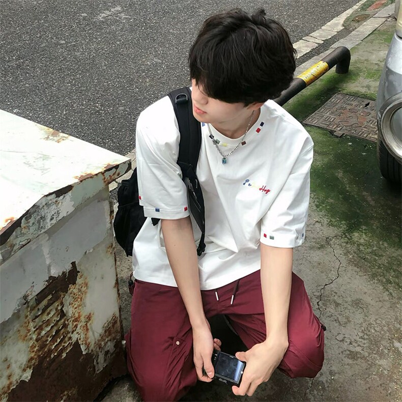 万针全刺绣工艺高品质260克双纱纯棉美式高街短袖T恤特P33,男装T恤,电商A486
