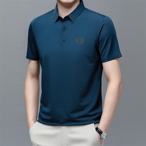 短袖T恤男士夏季新款冰丝Polo衫商务休闲纯色百搭免烫体恤男图片