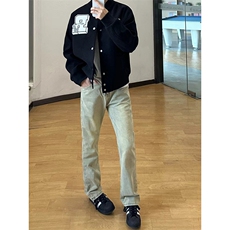 B221美式ins高街小众百搭纯色微喇牛仔裤LK22087-P55控78，男装牛仔裤，电商B221