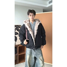 现货高品质美式高街冬季重磅硬挺短款座山雕毛领棉衣男女加厚外套，男装棉衣，电商A486-1