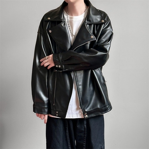现货-春装皮衣外套男翻领休闲皮夹克潮牌PU机车服A506P90 加绒100图片