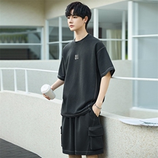 短袖T恤套装男25新款夏季休闲运动服搭配帅气短裤两件套3273-P155，男装休闲套装，电商A355（原A415）