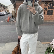 抖音得物高品质二开26春装美式重磅宽松结构双面连帽卫衣外套W68，女装短外套，电商A486-1