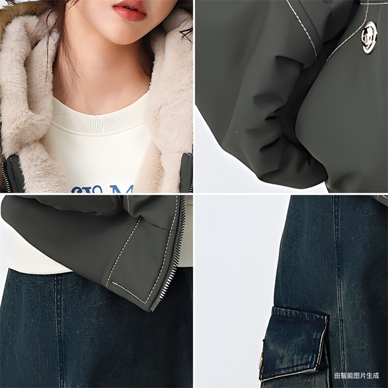 现货重磅boxy短款棉衣座山雕大毛毛领男女棉服水洗工装厚外套,男装棉衣,电商A486-1