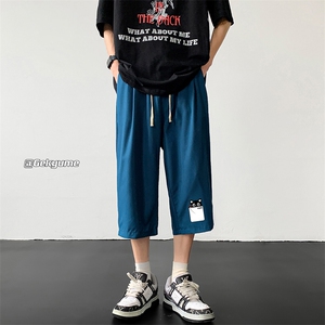 冰丝七分裤男大码速干短裤男五分裤 黑地板风格 QK72397-P25图片