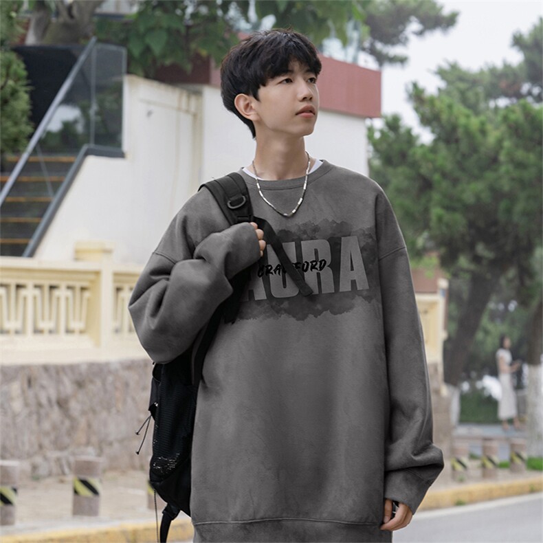 2025秋季男潮流休闲wyjp4378卫衣圆领麂皮绒特p35控69,男装卫衣,星座605(原A050)