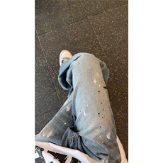 半松紧涂鸦直通牛仔裤，男装牛仔裤，四季星座505