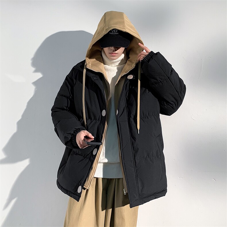 冬季青少年连帽假两件外套加绒加厚休闲简约棉衣棉服5303-P85图片