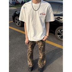 DXT51HH-P38美式花卉刺绣短袖t恤男女夏季潮牌cleanfit半袖，男装T恤，星座1007（原301D）
