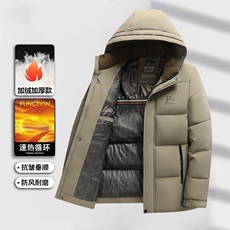 冬季棉衣休闲加厚保暖棉服中长款爸爸装可脱卸帽商务棉袄大码男，男装棉衣，钱塘6003（原4033）