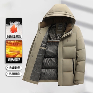 冬季棉衣休闲加厚保暖棉服中长款爸爸装可脱卸帽商务棉袄大码男图片