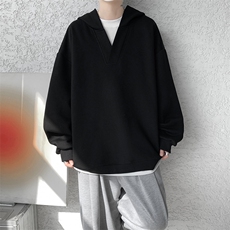 8XL-M叠穿假两件卫衣重磅连帽V领拼接套头衫宽松大码外套WY006P65，女装短外套，电商B312
