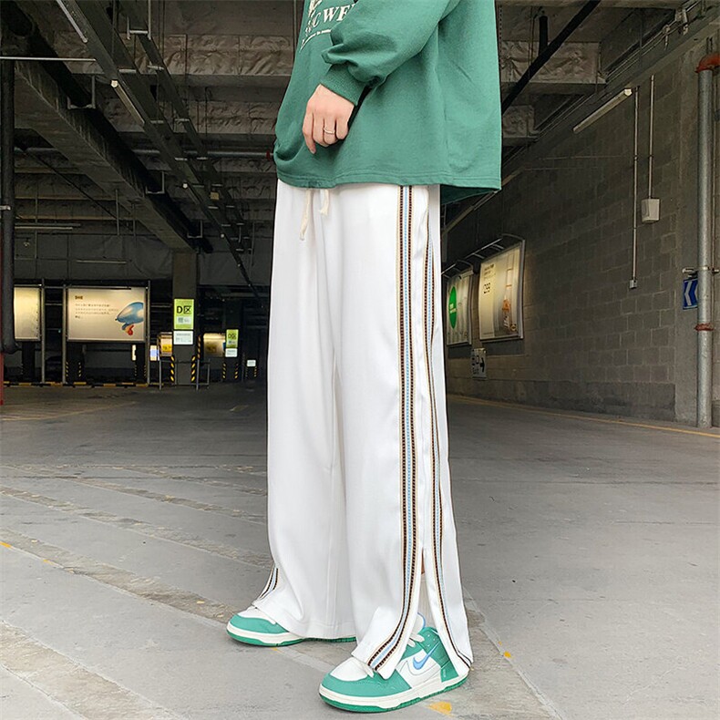 D187-P42美式裤子男高街潮秋季宽松直筒侧拉链开叉运动休闲长裤,男装休闲裤,星座603-2