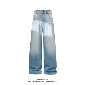 B221 美式ins高街暗黑重工艺修身微喇牛仔裤LK26622-特P45控78图片