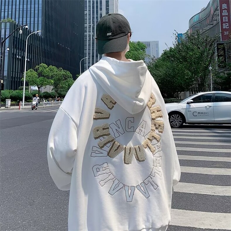 美式潮牌2024春秋新款字母刺绣连帽卫衣男头宽松上衣W3385-P33,男装卫衣,星座412