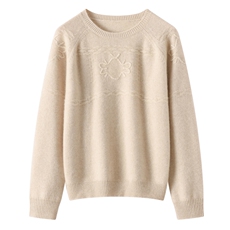 2025百搭时尚圆领插肩小蜜蜂钩花羊绒衫，女装羊绒衫，昭美纯山羊绒