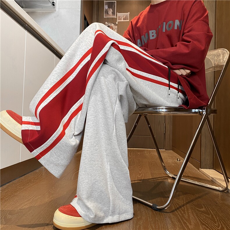秋季新款美式重磅宽条纹运动宽松休闲卫裤B315-K25800-特p40控78图片