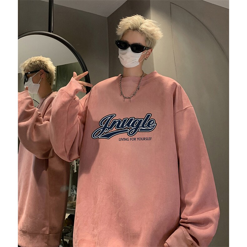 抖音得物供货提供视频秋冬重磅美式麂皮绒圆领卫衣JY365,男装卫衣,电商A486