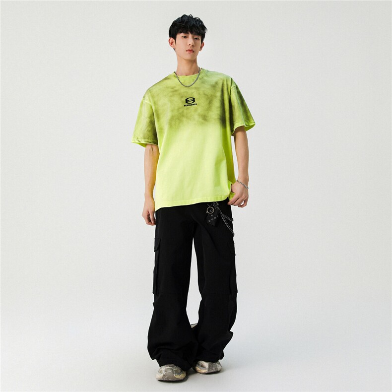 2025新款潮牌短袖宽松韩版印花扎染工艺T恤T8815/P5588,男装T恤,星座202-3
