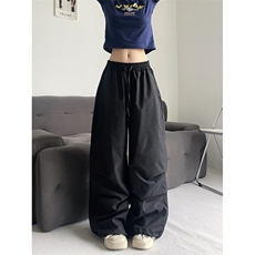 夏季薄款户外防水冲锋裤男女同款美式高街宽松休闲拖地裤，男装休闲裤，星座410-7