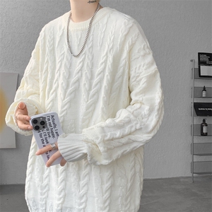 8XL-M麻花毛衣男休闲大码慵懒风情侣圆领针织衫线衣外套MY1512P65