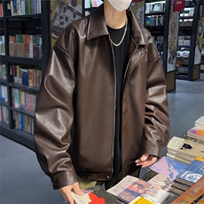 秋季新款Q2499-TP5588男女可穿暗黑系休闲宽松百搭皮夹克男，男装夹克，电商A102