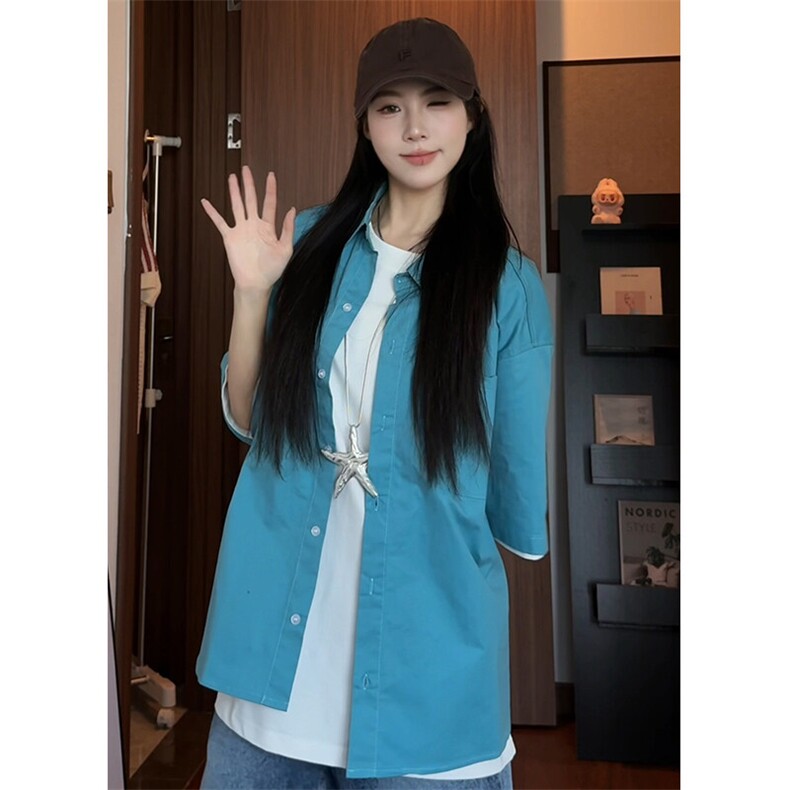 彩色短袖衬衫男女 xh129-特p35图片
