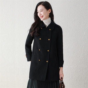 秋冬新款女式时尚韩系新款羊毛呢外套女士秋冬气质双面羊毛大衣图片
