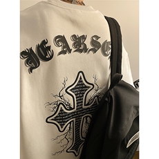 美式新款重磅休闲短袖十字架字母潮牌男生上衣JK23218-p35控48，男装T恤，星座605(原A050)