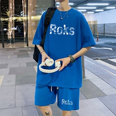 ！2025夏季新款男士华夫格短袖T恤套装学生一套HTZ117P50，男装T恤，电商B220