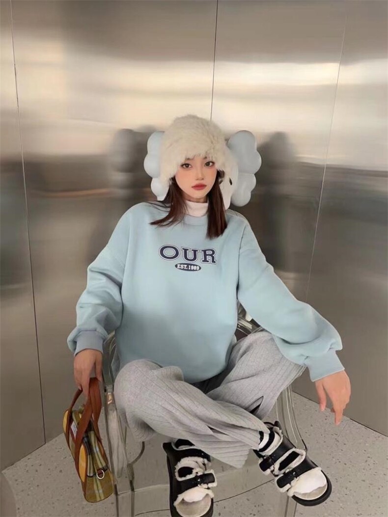 时尚休闲加绒高领卫衣，女装卫衣/绒衫，泽妤