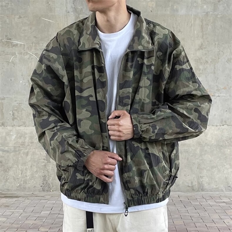 军绿色迷彩防晒服男夏季轻薄速干防晒皮肤衣高级感痞帅冲锋衣夹克,男装防晒衣,星座715-4