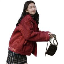 2021羊羔毛棉衣拼接宽松短外套287-F831-P165-K258现货，女装棉衣/棉服，浙宝287