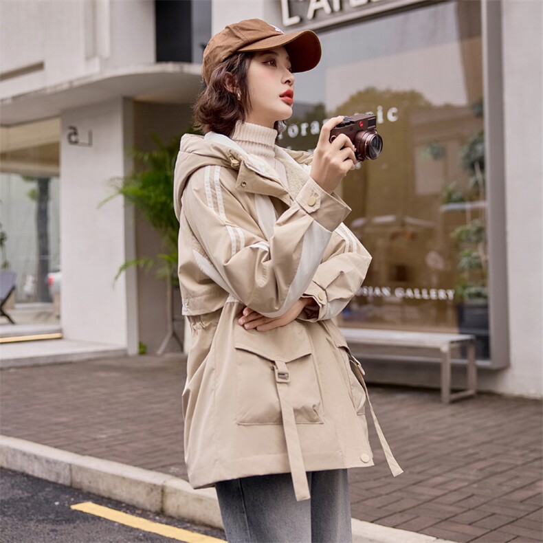 加绒加厚冬装新款派克棉服女中长款保暖连帽简约时尚工装棉衣外套,女装棉衣/棉服,梦懿尔