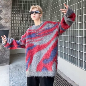 条纹毛衣男秋冬款外穿美式复古慵懒风潮牌设计感针织衫M3114-p48图片