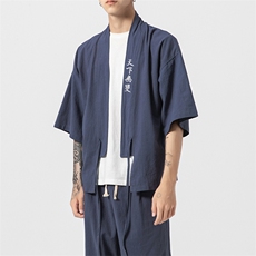 夏季风道袍男短袖汉服古风潮开衫汉服防晒衣套装TZ05/P85，男装休闲套装，钱塘713