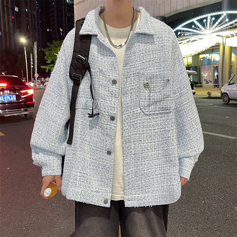 小香风夹克男潮牌高街帅气别针2024冬季新款ins宽松外套W5474-P57,男装夹克,星座412-2