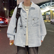 小香风夹克男潮牌高街帅气别针2024冬季新款ins宽松外套W5474-P57，男装夹克，星座412-2