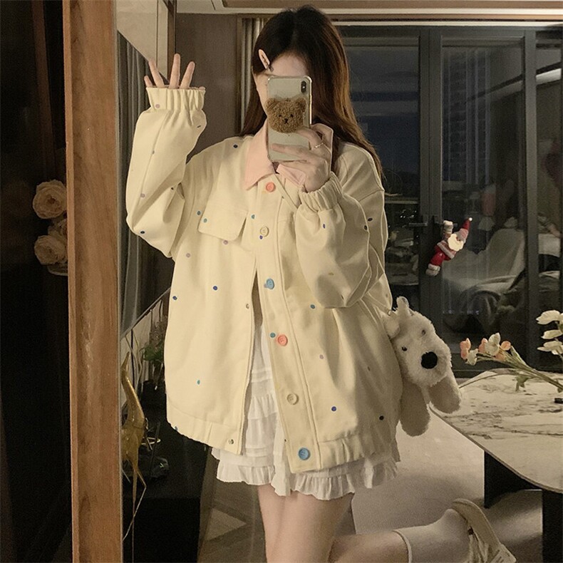 C966-P1152025春季新款彩色波点夹克上衣春秋开衫牛仔外套,男装夹克,星座911-2(原星座613-2）