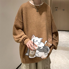 加厚加绒毛衣男大码毛线衣男针织衫男线衫M19300-P45加绒款-P65，男装针织衫/毛衣，电商A040