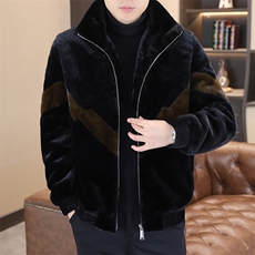 冬季加厚仿水貂绒男士立领大码毛呢夹克外套X993-P125，男装毛呢大衣，星座310B-3