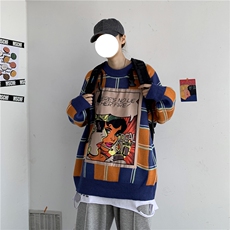 秋冬趣味印花情侣毛衣韩版宽松潮流格男女套头ins针织衫T810P-P80，男装针织衫/毛衣，星座1501
