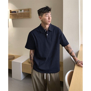 得物抖音高品质二开 珠地网眼透气面料纯色宽松短袖T恤翻领POLO衫图片